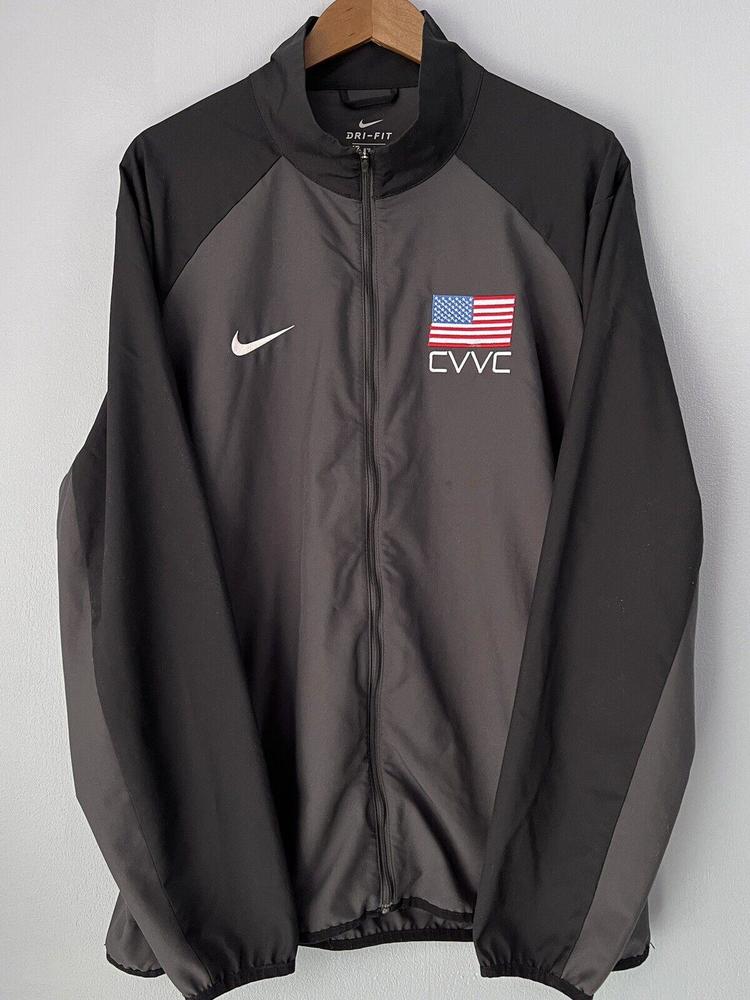 Nike Dri-Fit Full Zip Jacket Gray Black Mens XL 824407-060 CVVC Flag Coastal